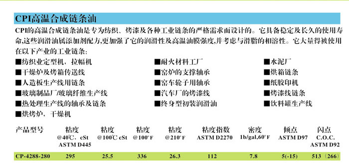 CPI-4678-150-F/CP-4678-150-F食品级链条油